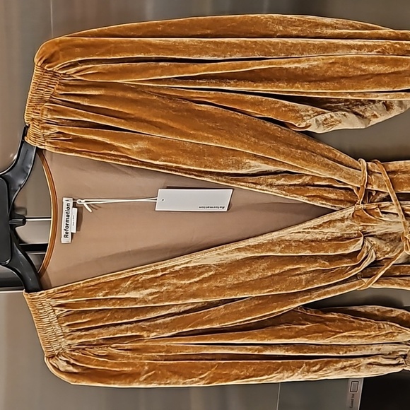 💕REFORMATION💕 Bohome Dress ~ Gold Small S NWT - Picture 10 of 15